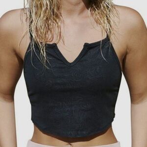 NWT Free People Movement embossed black crop brami
